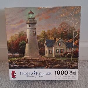 Thomas Kinkade Painter Of Light 1000 Piece Puzzle. Lighthouse And Cottage Puzze.